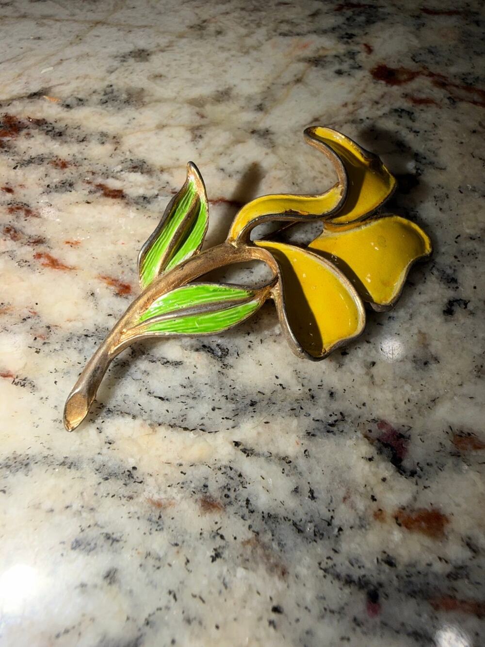 Lisner Vintage Yellow Enamel Flower Brooch